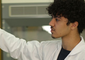 Student working in class